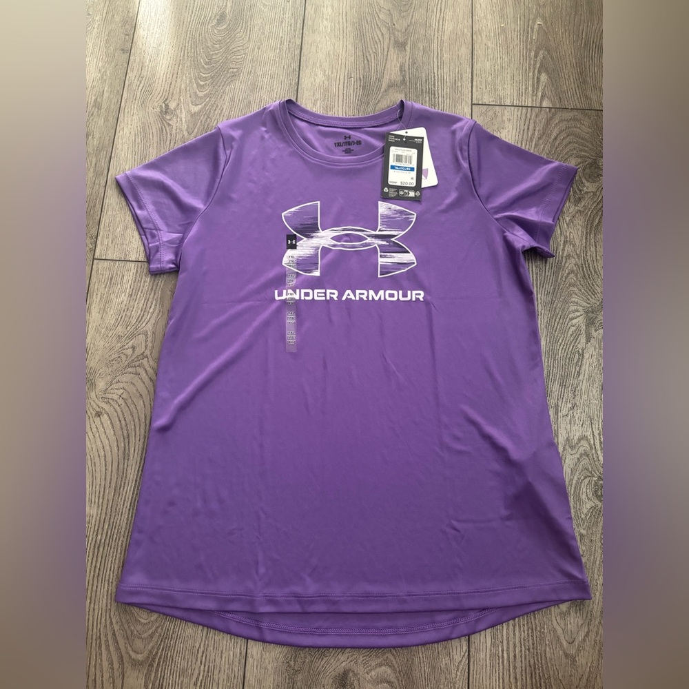 Under Armour girls Short Sleeve Purple Tee